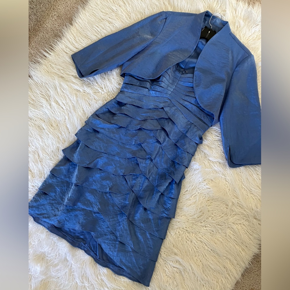 Adrianna Papell Occasions Blue Layered Dress
